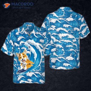 correct corgi surfing dog hawaiian shirt 0