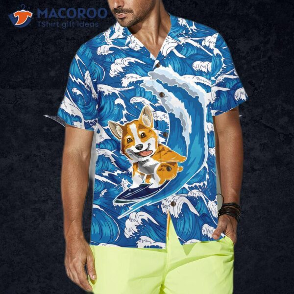 Correct: Corgi Surfing Dog Hawaiian Shirt