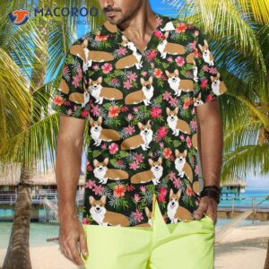 correct corgi tropical flower hawaiian shirt 3
