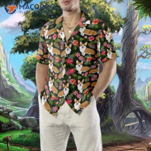 correct corgi tropical flower hawaiian shirt 4