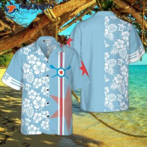 correct crf chicago flag tropical flowers pattern hawaiian shirt 0