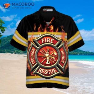courage and honor fire departt badge firefighter hawaiian shirt uniform cross axes shirt for 2