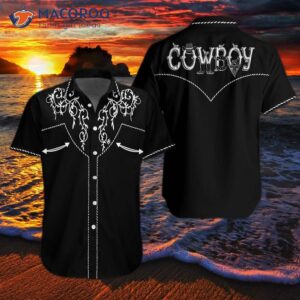 Cowboy Rodeo-textured Hawaiian Shirt, Vintage Embroidered Texas Western And Native Shirt For