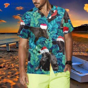 cows black cattle wear santa hat hawaiian shirt tropical leaves pattern christmas best gift for 3