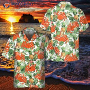 Crab And Tropical Pineapple Pattern Hawaiian Shirt, Unique Print Shirt