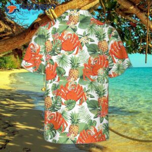 crab and tropical pineapple pattern hawaiian shirt unique print shirt 1