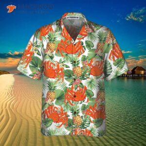 crab and tropical pineapple pattern hawaiian shirt unique print shirt 2