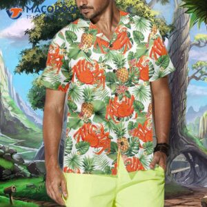 crab and tropical pineapple pattern hawaiian shirt unique print shirt 3