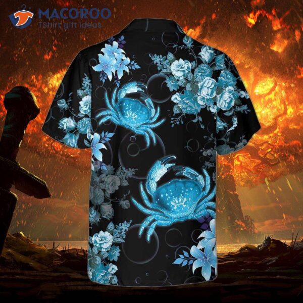 Crabs In Blue Hawaiian Shirts, Floral Crab And Cool Shirts For