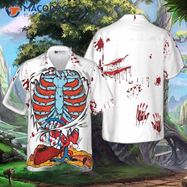 Creepy Ripped-open Rib-cage Organs Hawaiian Shirt