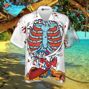 creepy ripped open rib cage organs hawaiian shirt 2