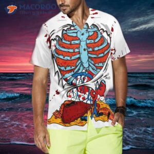 creepy ripped open rib cage organs hawaiian shirt 3