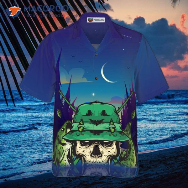 Creepy Skull Go Fishing Hawaiian Shirt, Apparel For Fishers, Unique Gift Fishers