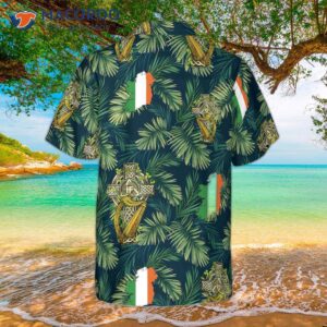 crossed celtic harp pattern irish proud hawaiian shirt 1