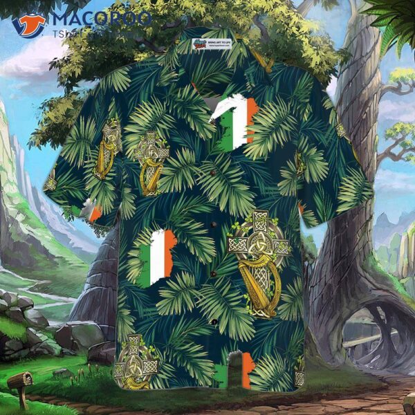 Crossed Celtic Harp Pattern Irish Proud Hawaiian Shirt
