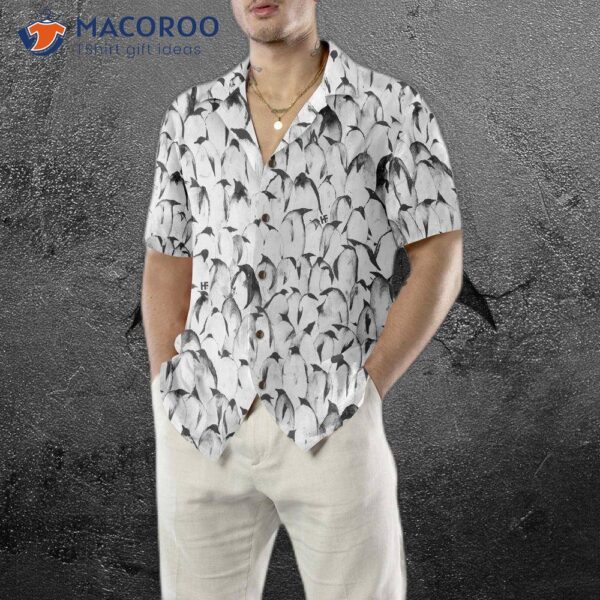 Crowded Penguin Seamless Pattern Hawaiian Shirt, Cool Shirt For , Themed Gift Idea