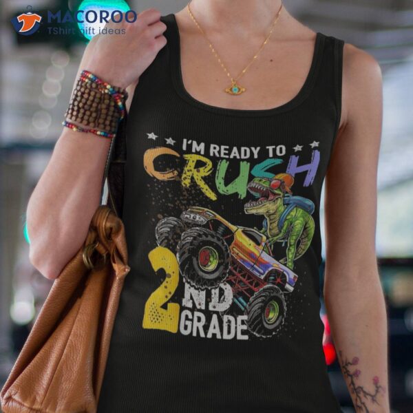 Crush 2nd Grade Dinosaur Monster Truck Back To School Boys Shirt