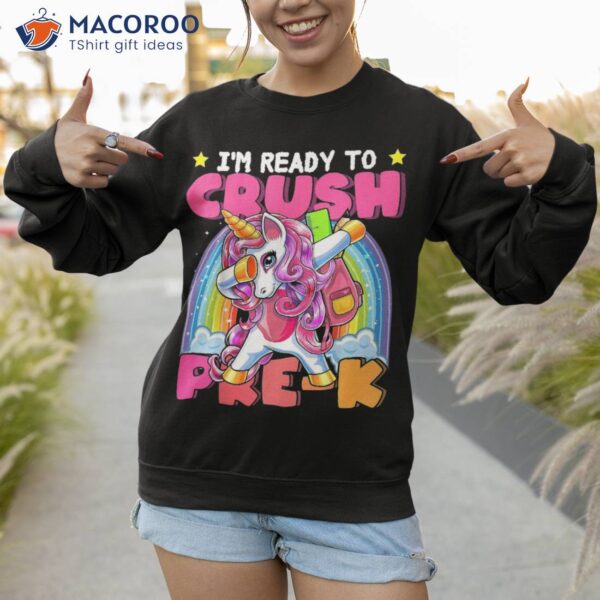 Crush Pre-k Dabbing Unicorn Back To School Girls Gift Shirt