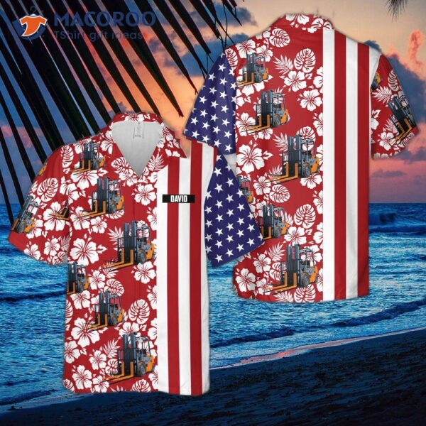 Custom-name Forklift Flag Hawaiian Shirt