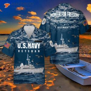 Custom Name Us Navy Uss Pioneer Mcm-9 Hawaiian Shirt