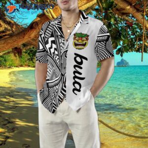 customized black and white modern pattern bula hawaiian shirt 4