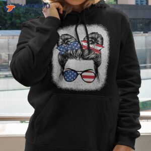 cute 4th of july messy bun girl american flag patriotic usa shirt hoodie