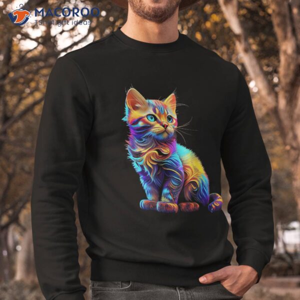 Cute Cat For Kitten Lovers Colorful Art Kitty Adoption Shirt