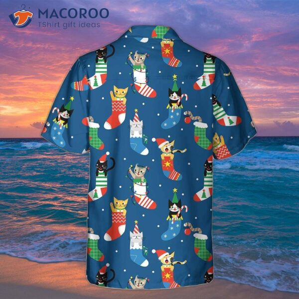 Cute Cats In Christmas Socks Hawaiian Shirt, Cat Shirt: Best Gift