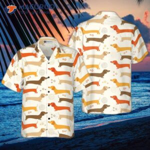 cute dachshund patterned hawaiian shirt 0