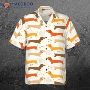 cute dachshund patterned hawaiian shirt 2