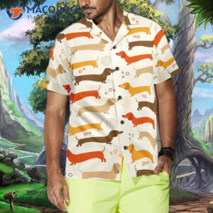 cute dachshund patterned hawaiian shirt 3