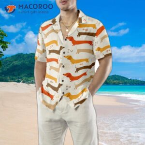 cute dachshund patterned hawaiian shirt 4