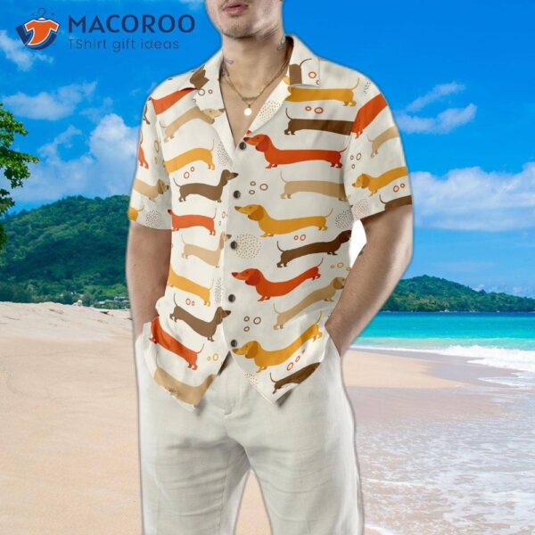 “cute Dachshund Patterned Hawaiian Shirt”