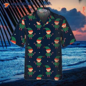 cute elf with candy cane hawaiian shirt funny christmas best gifts idea 2