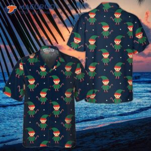 cute elf with candy cane hawaiian shirt funny christmas best gifts idea 3