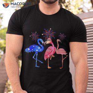 Cute Flamingos Us Flag 4th Of July Flamingo Outfit Funny Shirt