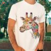 Cute Flower Giraffe On Summer Floral Shirt