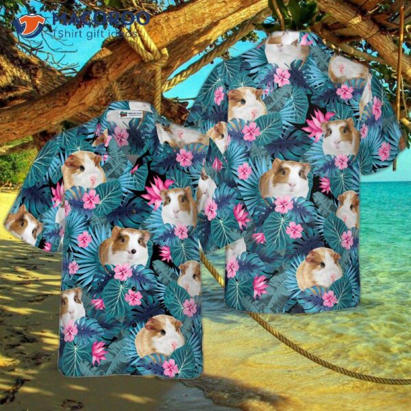 “cute Guinea Pig Tropical Pattern Hawaiian Shirt”