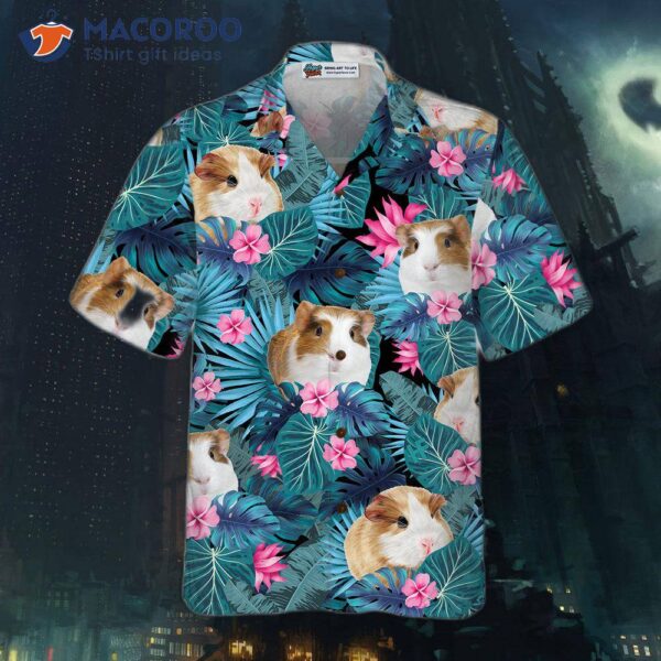 “cute Guinea Pig Tropical Pattern Hawaiian Shirt”