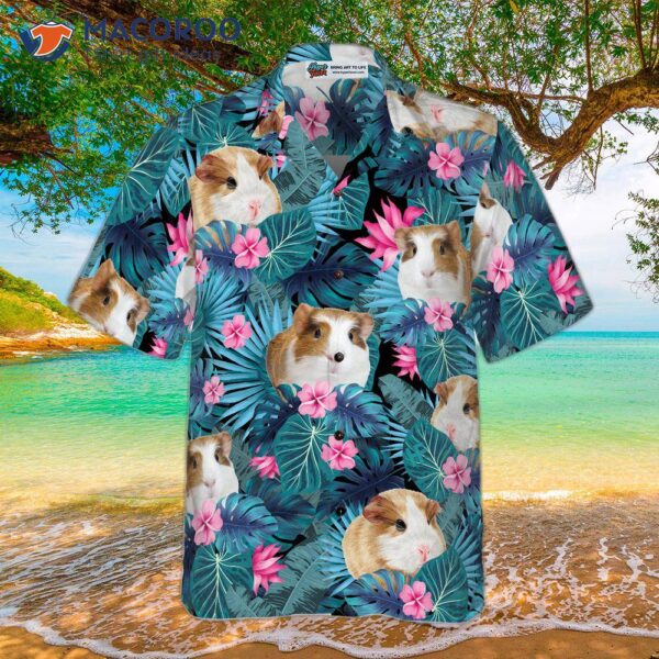 “cute Guinea Pig Tropical Pattern Hawaiian Shirt”