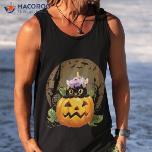 cute halloween black cat witch hat pumpkin for kids girls shirt tank top