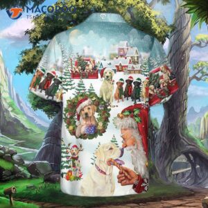 Cute Labrador Dogs Celebrate Christmas Hawaiian Shirt, Funny Best Gift