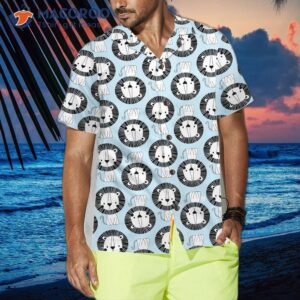 cute lion on blue hawaiian shirt button up shirt for and gift idea 3