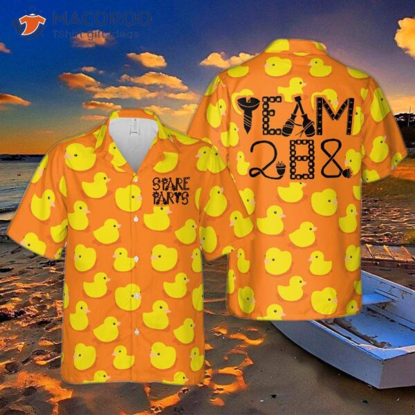 “cute Orange Duck Pattern Hawaiian Shirt”