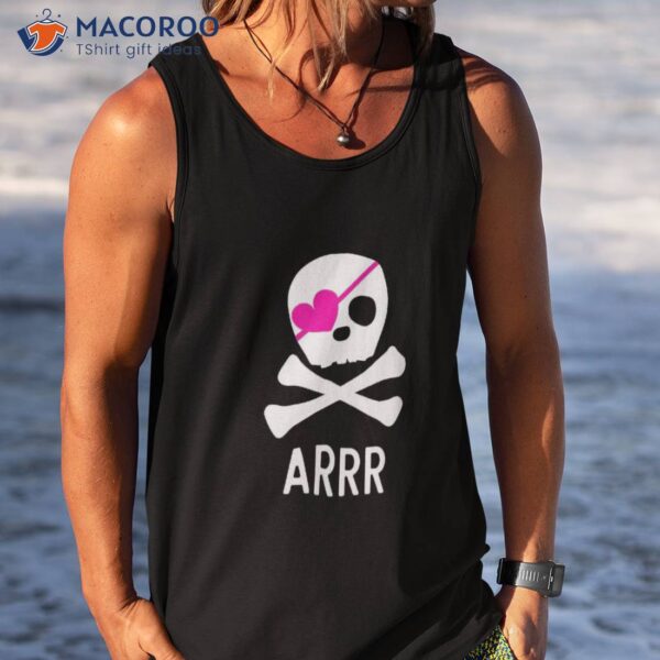 Cute Pirate Skull For Girls Pink Heart And Crossbones Shirt