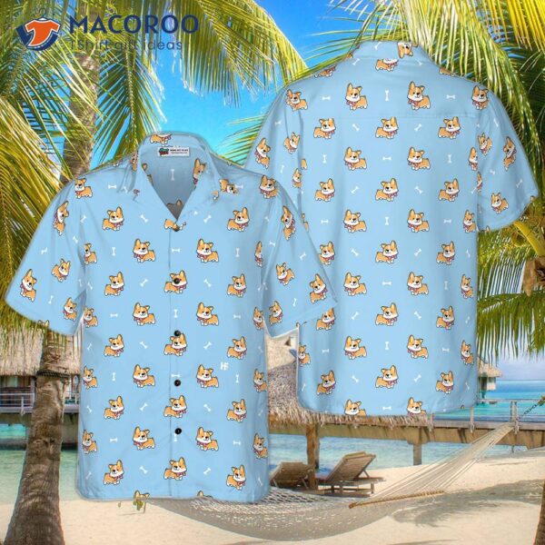 “cute Puppy Corgi Hawaiian Shirt”