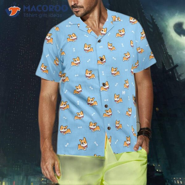 “cute Puppy Corgi Hawaiian Shirt”