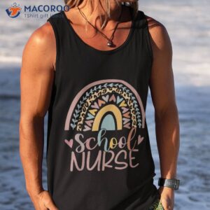 cute rainbow leopard print school nurse back to shirt tank top