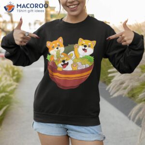 cute shiba inu ra japanese noodles dog lover kawaii anime shirt sweatshirt