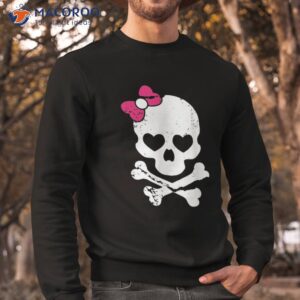 cute skull and cross bone pink bow tie girls adorable shirt sweatshirt